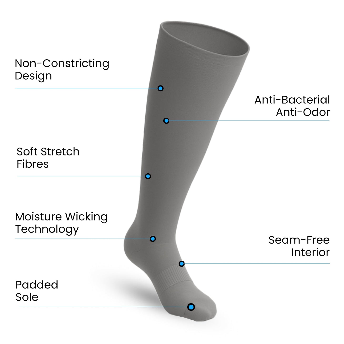 3-Pack Padded Extra-Stretch Knee Socks
